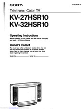 Sony Trinitron KV-27HSR10 Operating Instructions Manual