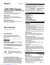 Sony SSC-C104 Operating Instructions