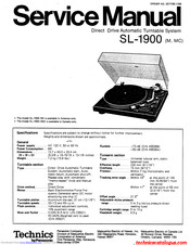 Technics SL-1900 (MC) Service Manual