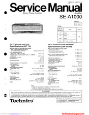 Technics SE-A1000 Service Manual