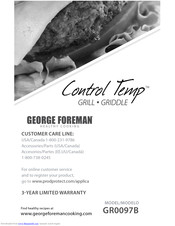 George Foreman Control Temp GR0097B Use And Care Book Manual