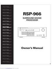 Rotel RSP-966 Owner's Manual