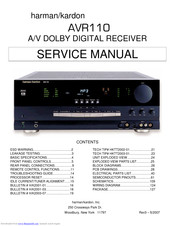 Harman Kardon AVR 110 Serivce Manual