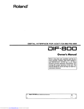 Roland DIF-800 Owner's Manual