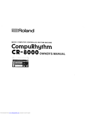 Roland CompuRhythm CR-8000 Owner's Manual