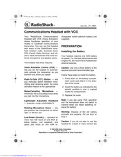 Radio Shack Communications Headset with VOX Owner's Manual