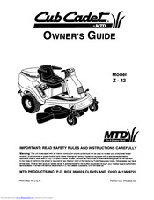 MTD Cub Cadet Z-42 Owner's Manual