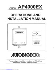 Autopage AP4000EX Operation And Installation Manual