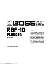 Boss Flanger RBF-10 Instructions Manual