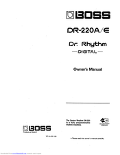 Boss Dr. Rhythm DR-220A Owner's Manual