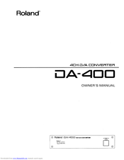 Roland DA-400 Owner's Manual