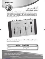Radio Shack 4-Channel Stereo Microphone Mixer Owner's Manual