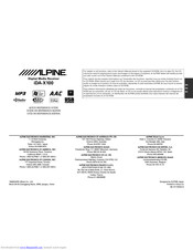 Alpine IDA-X100 Quick Reference Manual