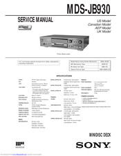 Sony MDS-JB930 Service Manual