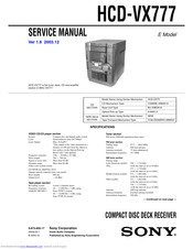 Sony HCD-VX777 Service Manual