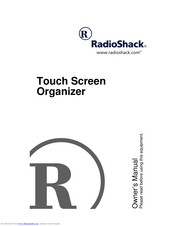 Radio Shack Touch Screen Organizer Owner's Manual