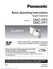 Panasonic DMCFP2 - DIGITAL STILL CAMERA Basic Operating Instructions Manual