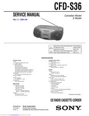 Sony CFD-S36 - Cd Radio Cassette-corder Service Manual