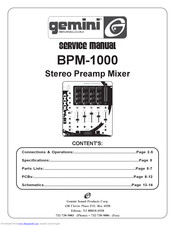Gemini BPM-1000 Service Manual