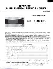Sharp R-408HS Supplemental Service Manual