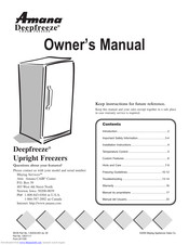 Amana Upright Freezers Owner's Manual
