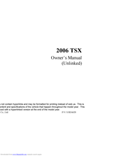Honda TSX 2006 Owner's Manual