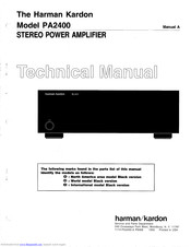 Harman Kardon PA2400 Technical Manual