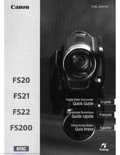 Canon FS21 - Camcorder - 1.07 MP Quick Manual