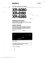 Sony XR-6380 Operating Instructions