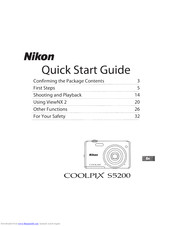 Nikon COOLPIX S5200 Quick Start Manual
