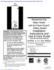 American Water Heater Residential Gas Water Heater Installation Instructions And Use & Care Manual