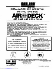 Garland Air-Deck G56PB Installation And Operation Instructions Manual