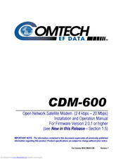 Comtech Ef Data CDM-600 Installation And Operation Manual