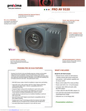 Proxima Pro AV 9320 Technical Specifications