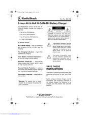 Radio Shack 5-Hour AA & AAA Ni-Cd/Ni-MH Battery Charger User Manual