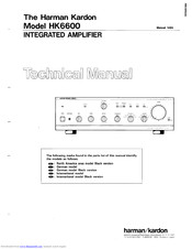 Harman Kardon HK6600 Technical Manual