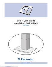 Electrolux Vent Hood Use & Care Manual Installation Instructions
