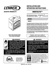 Lennox Hearth Products Montecito Installation And Operation Instructions Manual