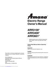 Amana ARR3601 Series Owner's Manual