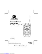 Audiovox FR-1400 Owner's Manual