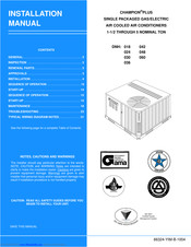 York CHAMPION PLUS DNH036 Installation Manual