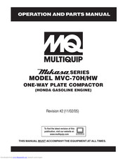 Multiquip Micasa MVC-HW Operation And Parts Manual