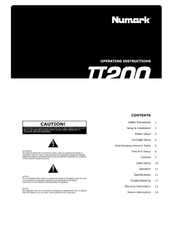 Numark TT2200 Operating Instructions Manual