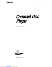 Sony Compact disc player Operating Instructions Manual