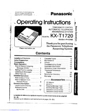 Panasonic Auto-Logic KX-T1720 Operating Instructions Manual