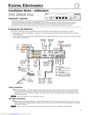 Extron electronics PVS 204SA Plus Addendum