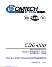 Comtech EF Data CDD-880 Installation And Operation Manual