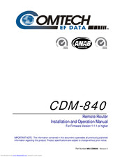 Comtech EF Data CDM-840 Installation And Operation Manual