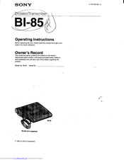 Sony BI-85 Operating Instructions Manual