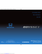 Honda 2013 Odyssey Touring Elite Technology Reference Manual